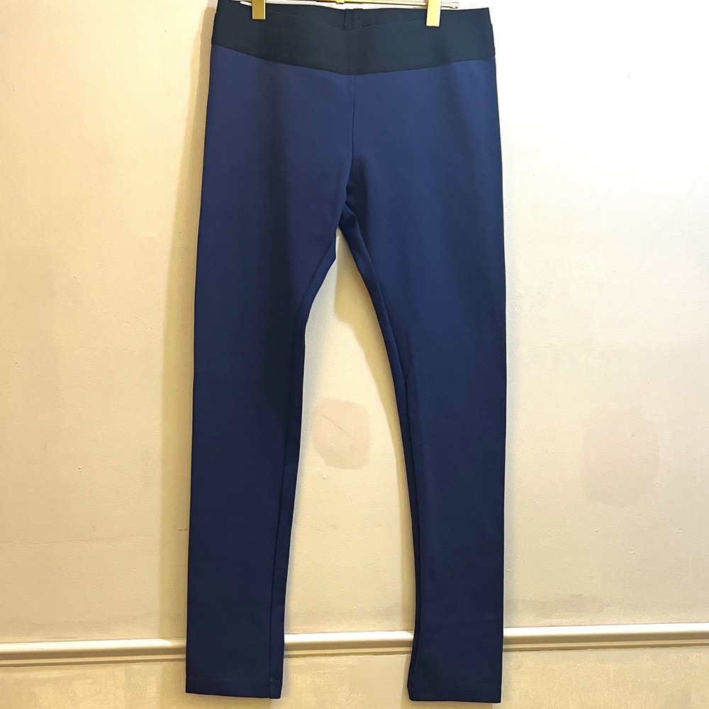 BCBGMAXAZRIA Women's Blue/Black Solid Ankle Leggings Size M Regular